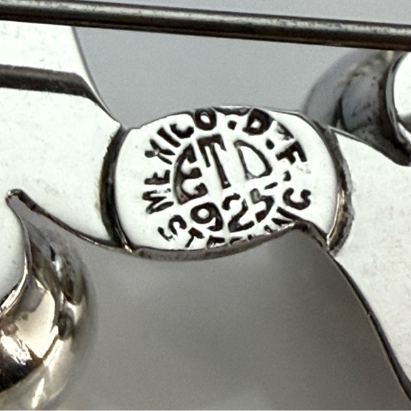 Vintage Los Castillo Taxco Sterling Silver Modernist Brooch & Earrings Set MCM - Picture 3 of 7